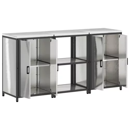 Konyhai Tároló Készlet polcokkal 3 pcs Ezüst 180 x 50 x 92 cm