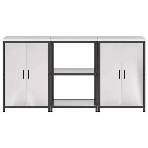 Konyhai Tároló Készlet polcokkal 3 pcs Ezüst 180 x 50 x 92 cm