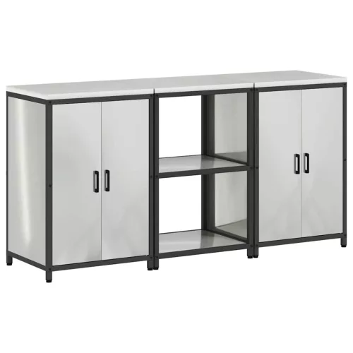 Konyhai Tároló Készlet polcokkal 3 pcs Ezüst 180 x 50 x 92 cm