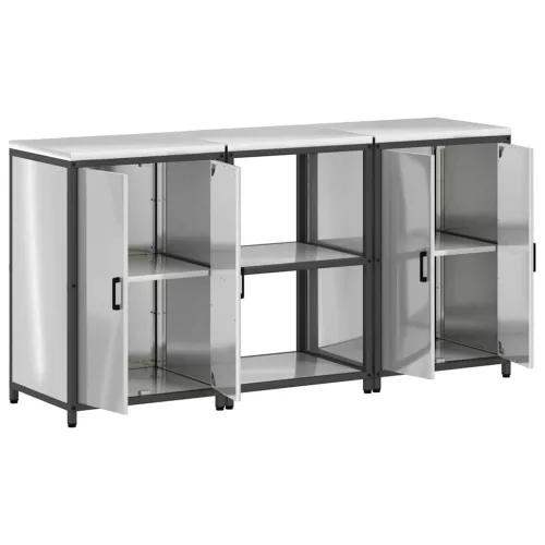 Konyhai Tároló Készlet polcokkal 3 pcs Ezüst 180 x 50 x 92 cm