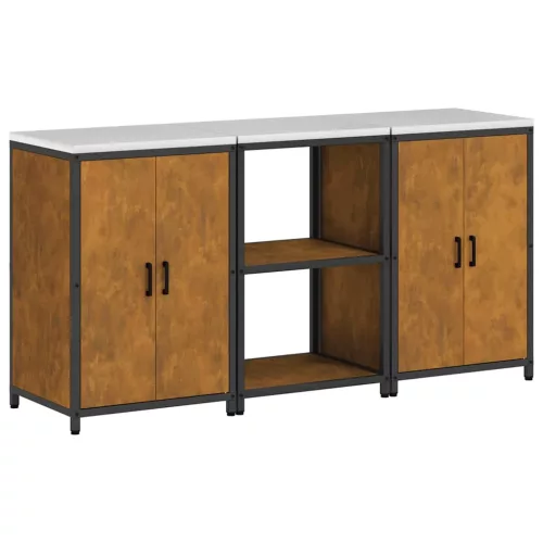 Konyhai Tároló Készlet polcokkal 3 pcs Rozsdás 180 x 50 x 92 cm