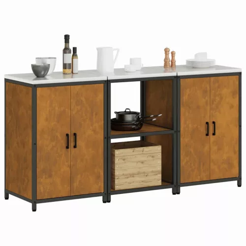 Konyhai Tároló Készlet polcokkal 3 pcs Rozsdás 180 x 50 x 92 cm
