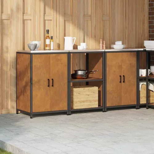 Konyhai Tároló Készlet polcokkal 3 pcs Rozsdás 180 x 50 x 92 cm