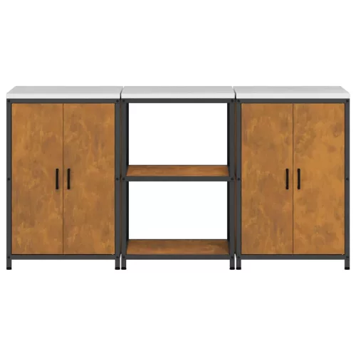 Konyhai Tároló Készlet polcokkal 3 pcs Rozsdás 180 x 50 x 92 cm