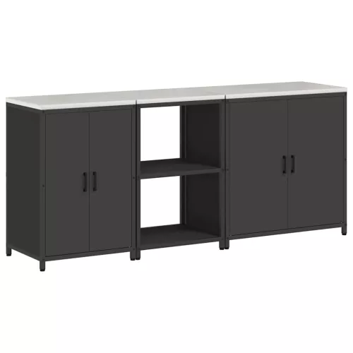 Konyhai Tároló Készlet polcokkal 3 pcs Fekete 210 x 50 x 92 cm