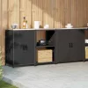 Konyhai Tároló Készlet polcokkal 3 pcs Fekete 210 x 50 x 92 cm