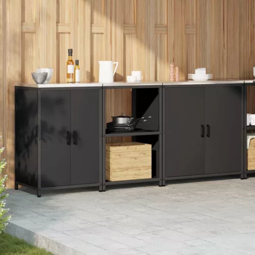 Konyhai Tároló Készlet polcokkal 3 pcs Fekete 210 x 50 x 92 cm