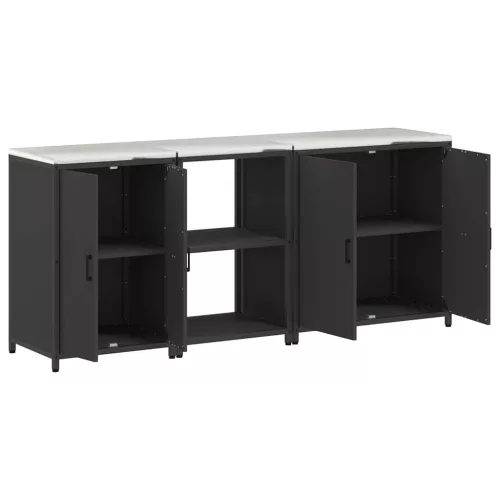 Konyhai Tároló Készlet polcokkal 3 pcs Fekete 210 x 50 x 92 cm