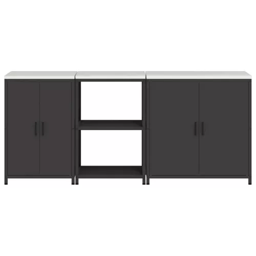 Konyhai Tároló Készlet polcokkal 3 pcs Fekete 210 x 50 x 92 cm