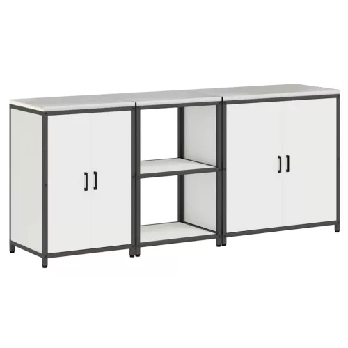 Konyhai Tároló Készlet polcokkal 3 pcs Fehér 210 x 50 x 92 cm