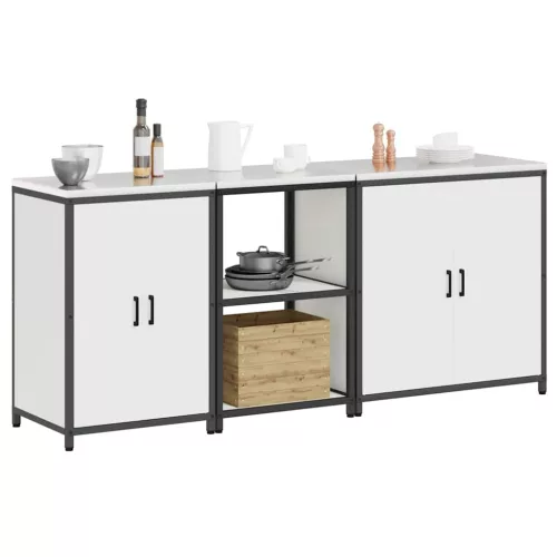 Konyhai Tároló Készlet polcokkal 3 pcs Fehér 210 x 50 x 92 cm