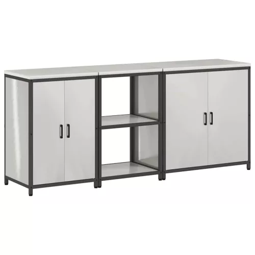 Konyhai Tároló Készlet polcokkal 3 pcs Ezüst 210 x 50 x 92 cm