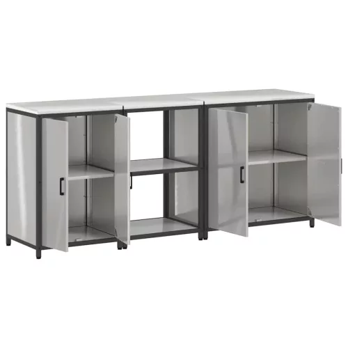 Konyhai Tároló Készlet polcokkal 3 pcs Ezüst 210 x 50 x 92 cm