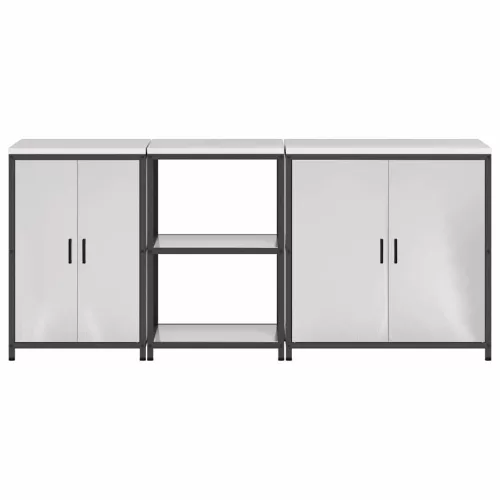 Konyhai Tároló Készlet polcokkal 3 pcs Ezüst 210 x 50 x 92 cm