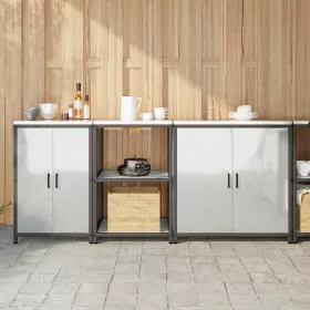   Konyhai Tároló Készlet polcokkal 3 pcs Ezüst 210 x 50 x 92 cm