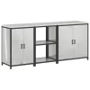 Konyhai Tároló Készlet polcokkal 3 pcs Ezüst 210 x 50 x 92 cm