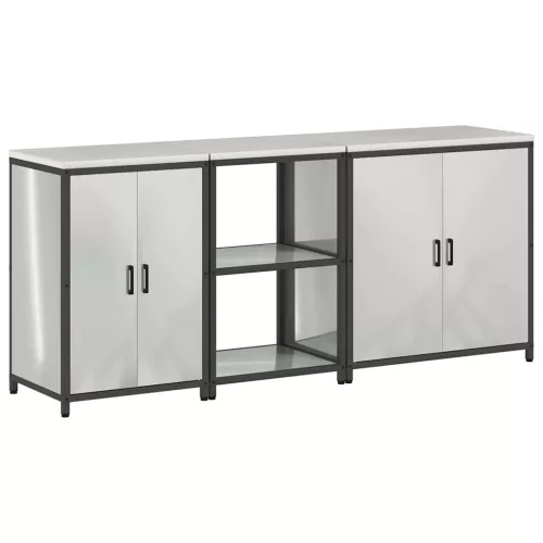 Konyhai Tároló Készlet polcokkal 3 pcs Ezüst 210 x 50 x 92 cm
