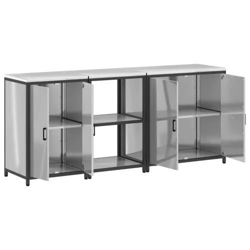 Konyhai Tároló Készlet polcokkal 3 pcs Ezüst 210 x 50 x 92 cm