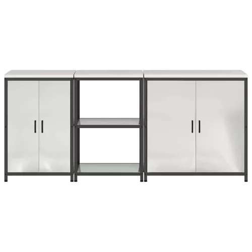 Konyhai Tároló Készlet polcokkal 3 pcs Ezüst 210 x 50 x 92 cm