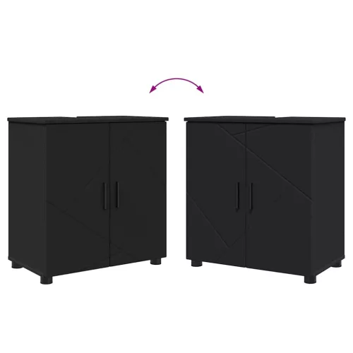 Fürdőszoba bútor szett 2 pcs Fekete 61 x 35 x 64 cm Faanyag