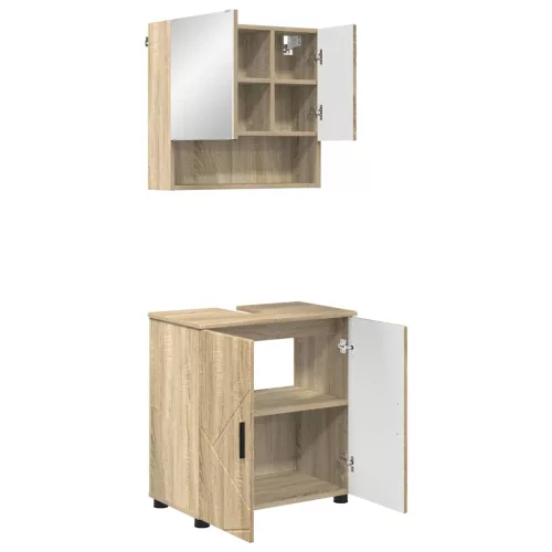 Fürdőszoba bútor szett 2 pcs sonoma tölgy 61 x 35 x 64 cm