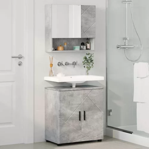 Fürdőszoba bútor szett 2 pcs Beton szürke 61 x 35 x 64 cm