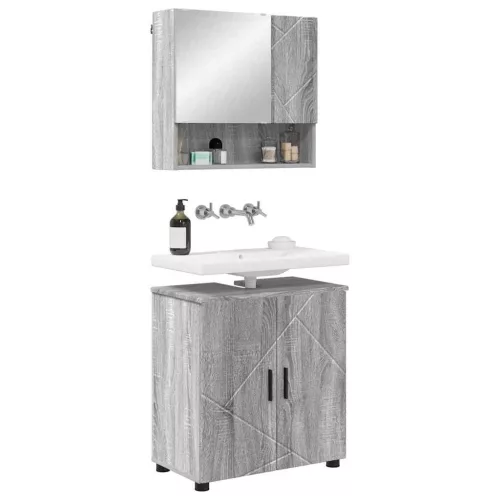 Fürdőszoba bútor szett 2 pcs Szürke sonoma 61 x 35 x 64 cm