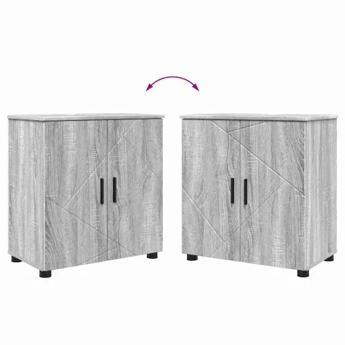 Fürdőszoba bútor szett 2 pcs Szürke sonoma 61 x 35 x 64 cm