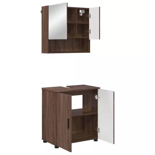 Fürdőszoba bútor szett 2 pcs barna tölgy 61 x 35 x 64 cm