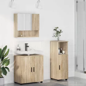   Fürdőszoba bútor szett 3 pcs sonoma tölgy 61 x 35 x 64 cm