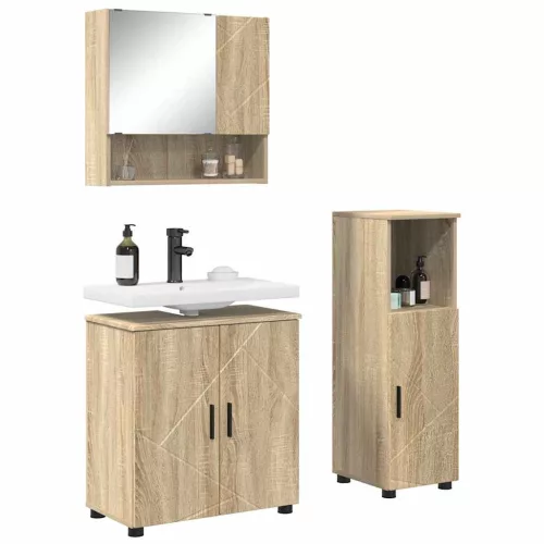 Fürdőszoba bútor szett 3 pcs sonoma tölgy 61 x 35 x 64 cm