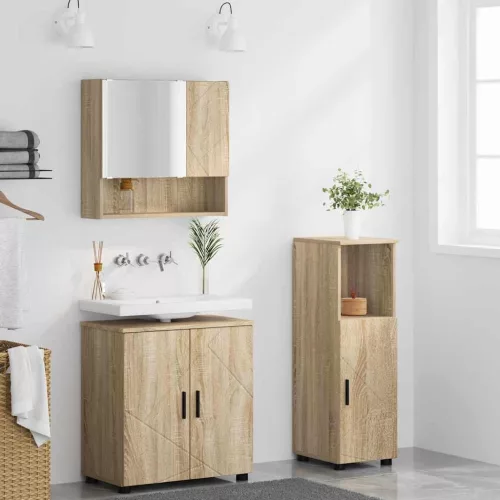Fürdőszoba bútor szett 3 pcs sonoma tölgy 61 x 35 x 64 cm