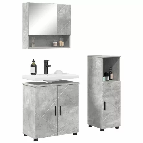 Fürdőszoba bútor szett 3 pcs Beton szürke 61 x 35 x 64 cm