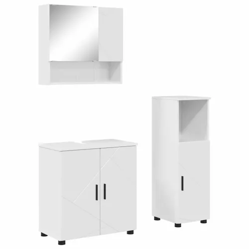 Fürdőszoba bútor szett 3 pcs Magasfényű fehér 61 x 35 x 64 cm