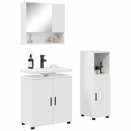 Fürdőszoba bútor szett 3 pcs Magasfényű fehér 61 x 35 x 64 cm