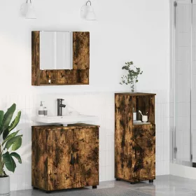   Fürdőszoba bútor szett 3 pcs Füstölt tölgy 61 x 35 x 64 cm