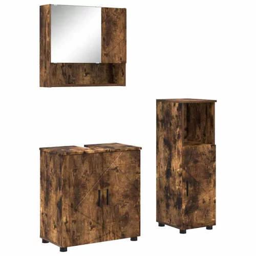 Fürdőszoba bútor szett 3 pcs Füstölt tölgy 61 x 35 x 64 cm