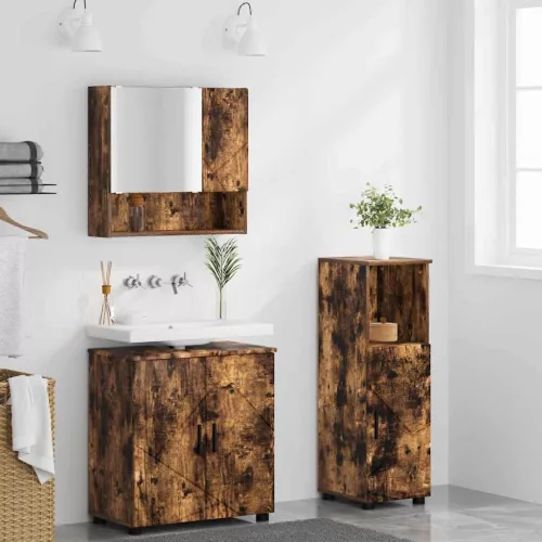 Fürdőszoba bútor szett 3 pcs Füstölt tölgy 61 x 35 x 64 cm