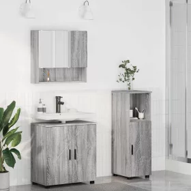   Fürdőszoba bútor szett 3 pcs Szürke sonoma 61 x 35 x 64 cm