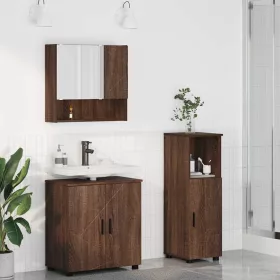 Fürdőszoba bútor szett 3 pcs barna tölgy 61 x 35 x 64 cm