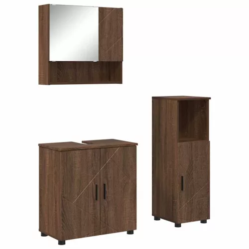 Fürdőszoba bútor szett 3 pcs barna tölgy 61 x 35 x 64 cm