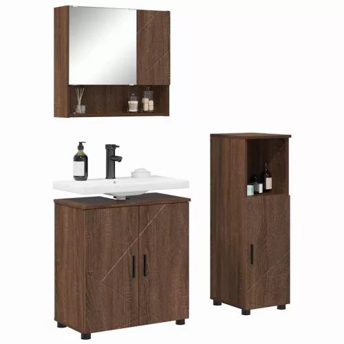 Fürdőszoba bútor szett 3 pcs barna tölgy 61 x 35 x 64 cm