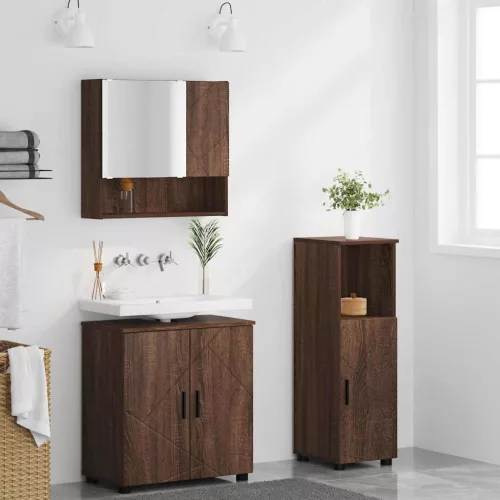 Fürdőszoba bútor szett 3 pcs barna tölgy 61 x 35 x 64 cm