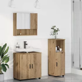   Fürdőszoba bútor szett 3 pcs kézműves tölgy 61 x 35 x 64 cm