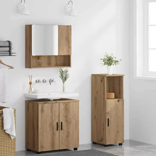 Fürdőszoba bútor szett 3 pcs kézműves tölgy 61 x 35 x 64 cm