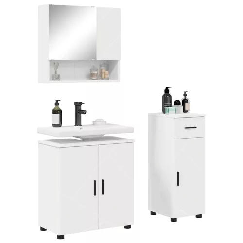 Fürdőszoba bútor szett 3 pcs Fehér 61 x 35 x 64 cm Faanyag
