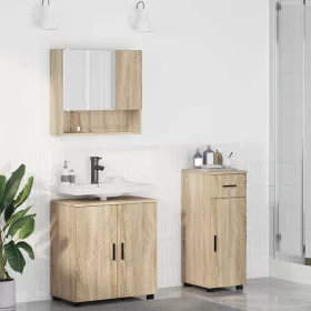   Fürdőszoba bútor szett 3 pcs sonoma tölgy 61 x 35 x 64 cm