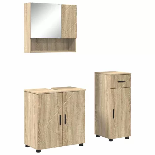 Fürdőszoba bútor szett 3 pcs sonoma tölgy 61 x 35 x 64 cm