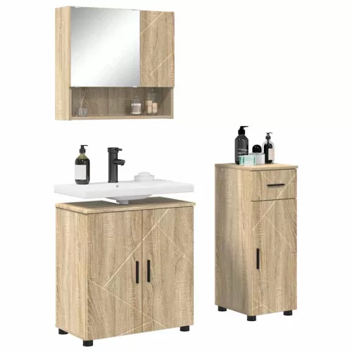 Fürdőszoba bútor szett 3 pcs sonoma tölgy 61 x 35 x 64 cm