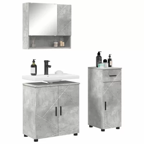 Fürdőszoba bútor szett 3 pcs Beton szürke 61 x 35 x 64 cm